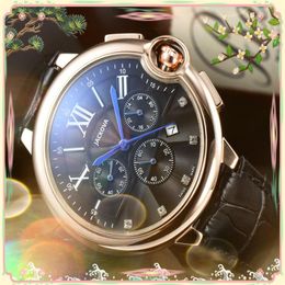 Célèbre luxe mode cristal hommes montres 43mm Quartz véritable ceinture en cuir chronomètre atmosphère classique montre horloge Table cadeaux247T