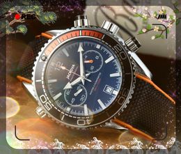 Beroemde luxe mode Crystal Men kijkt 43 mm kwarts batterij nylon stoffen riem stopwatch klassieke sfeer horloge kloktafel geschenken