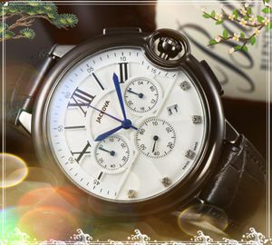 Beroemde luxe mode Crystal Men Watches 43mm kwarts echte lederen riem stopwatch klassieke sfeer zakelijke Zwitserland horloge kloktafel geschenken
