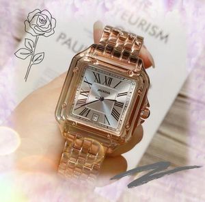 Célèbre luxe hommes montres carré romain réservoir habitant horloge or rose couleur argent robe de mode en acier inoxydable quartz céramique lunette montres montre de luxe