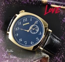 Célèbres hommes grand cadran montres de luxe bracelet en cuir véritable date automatique horloge à quartz trois broches un oeil conception saphir miroir montre étanche orologio di lusso cadeaux