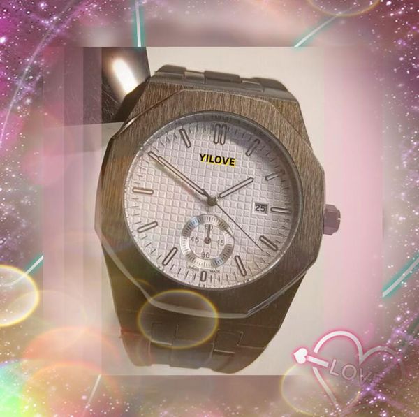Célèbres hommes classique chronomètre montre de luxe mode grand cadran horloge à quartz mouvement importé en caoutchouc bracelet en acier inoxydable moderne montres-bracelets améliorées cadeaux
