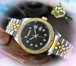 Célèbres hommes femmes dianmonds bague montres de luxe automatique date horloge à quartz trois broches conception bon bracelet en acier inoxydable saphir miroir montre cadeaux