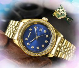 Célèbres hommes femmes dianmonds bague montres de luxe automatique date horloge à quartz trois broches conception bonne qualité haute qualité président bracelet montre cadeaux