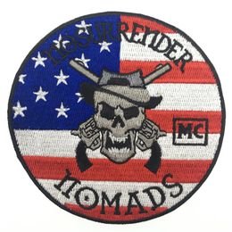 Beroemde No Surrender Nomads Geborduurde Iron On Patch Iron On Sew On Motorcycle Club Badge MC Biker Patch Hele 323C