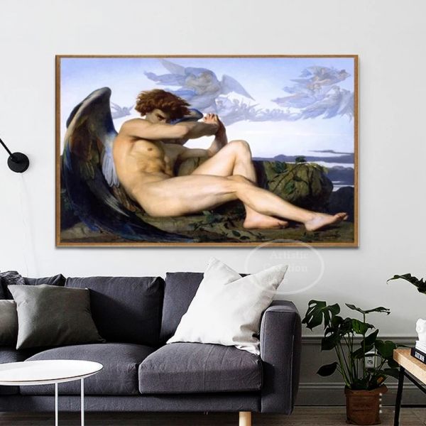 Famous Oil Painting Fallen Angel par Alexandre Cabanel Art Toile Impressions et affiches Dark Ange Picture Living Room Home Decor