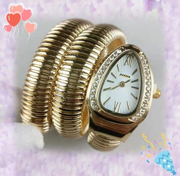 Célèbre forme ovale diamants bague montres femmes mouvement à quartz horloge montre pleine bande en acier inoxydable verre saphir abeille serpent Bracelet montre-bracelet cadeaux