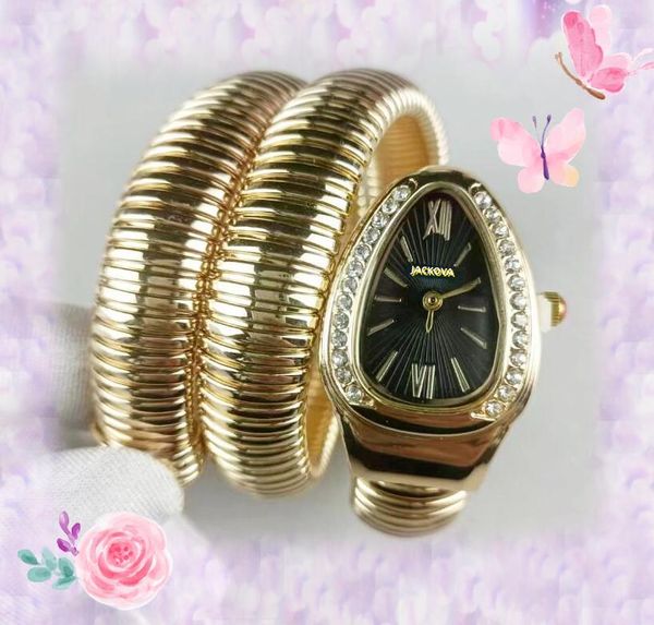 Célèbre forme ovale diamants bague montres femmes mouvement à Quartz horloge pleine bande en acier inoxydable agent d'usine abeille serpent Bracelet montre-bracelet Relojes hombre cadeaux