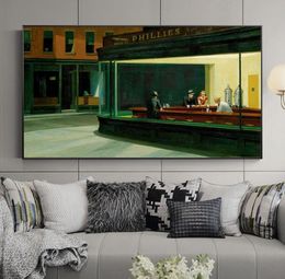 Знаменитая картина Эдварда Хоппера «Ночные ястребы», холст, живопись, постеры и принты, настенное искусство для гостиной, домашний декор, без рамки3525661