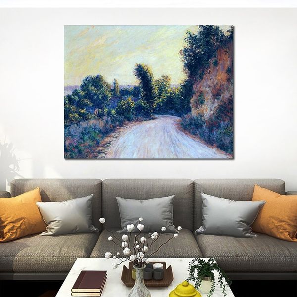 Peintures célèbres de Claude Monet route près de Giverny paysage impressionniste peint à la main oeuvre à l'huile décor à la maison