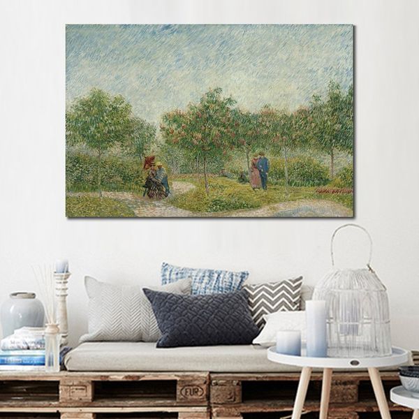 Pinturas famosas de Vincent Van Gogh Garden con parejas cortejando paisaje impresionista pintado a mano ilustraciones al óleo decoración del hogar