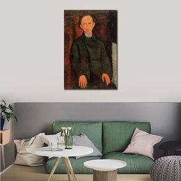 Célèbre Portrait Toile Art Amedeo Modigliani Peinture Portrait de Pinchus Kremenge Fait À La Main Moderne Café Bar Décor
