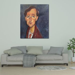 Beroemde portret canvas kunst Amedeo Modigliani schilderij Frans Hellens handgemaakte moderne Cafe Bar decor