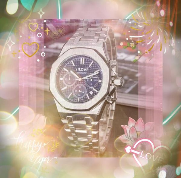 Famoso Running Seconds Classic Designer Watch 42mm Luxury Fashion Men Reloj Cuarzo Movimiento importado Cronómetro Acero inoxidable Caucho Relojes de pulsera impermeables