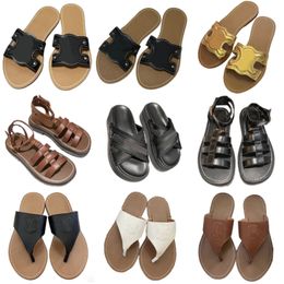 Chinelos famosos sandálias femininas clássicas top couro designer sapatos senhora salto plano slides verão carta sapatos de praia moda antiderrapante flip flops inverno pele quente ao ar livre