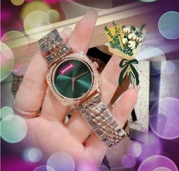 Famoso reloj de diseño clásico con esfera pequeña, 32 mm, moda de lujo, anillo de diamantes de cristal, reloj con dos pines, reloj de pulsera con correa de acero inoxidable de cuarzo para mujer, regalos