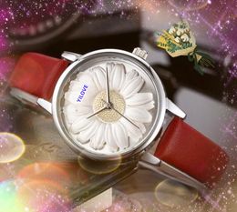 Célèbre petit cadran amoureux montre de luxe mode femmes horloge mouvement à quartz bracelet en cuir trois broches ultra mince fleurs squelette bracelet montre-bracelet cadeaux