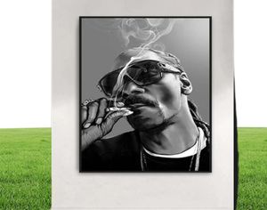 Famous Smoking Hiphop Rap Singer Affiches et imprimés Portrait Art Canvas Paintes Mur Art Pictures pour le salon Décor de maison CU7542100