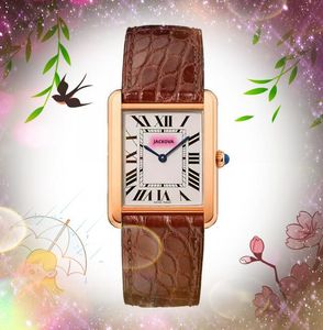 Beroemde vierkante romeinse tank wijzerplaat horloge 31mm luxe mode kristal lederen band klok vrouwen quartz uurwerk dames horloge geschenken