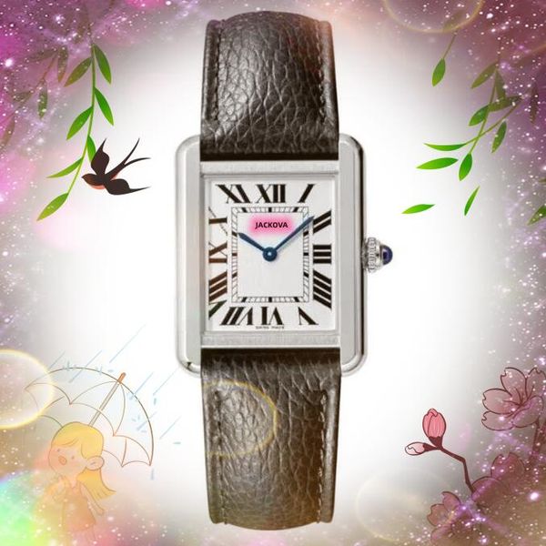 Célèbre cadran de réservoir romain carré montre 31mm luxe mode cristal cuir bande horloge femmes mouvement à Quartz dames style multicolore haut de gamme montre-bracelet cadeaux