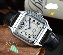 Beroemd vierkant horloge met eenvoudige wijzerplaat, 40 mm, luxe Romeinse tankserie, herenklok, quartz, geïmporteerd uurwerk, stopwatch, Botton, Twire-tekening, polshorloge, leuke verjaardagscadeaus