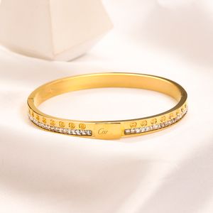 Célèbre Style Designer Marque Lettre Bracelet Top Qualité 18K Plaqué Or Bracelets En Acier Inoxydable Main Chaîne Incrusté Cristal Strass Bracelet Bijoux Accessoires