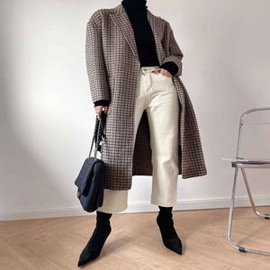 Célèbre styliste femmes mélanges 20AW mode femme Cothing décontracté Streetwear longue veste haute qualité laine pardessus taille XS-M