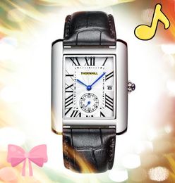 Célèbre sous-cadran travaillant hommes et femmes réservoir cadran romain montres boîtier carré bracelet en cuir mouvement à quartz mode rétro classique dame Couple amoureux montre-bracelet cadeaux