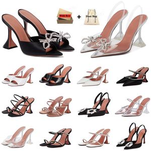 Célèbre été amina muaddi rosie sandals chaussures femmes arcs pompes ornées mules en cuir chaussures de robe glissade fête mariage bijou d'embellissement fleuris