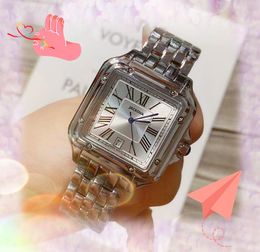 Famoso reloj de diseñador superior Moda de lujo Cristal Cuadrado Reloj de tanque romano Cuarzo Batería Movimiento de energía Acero inoxidable Ambiente clásico Reloj de pulsera Regalos