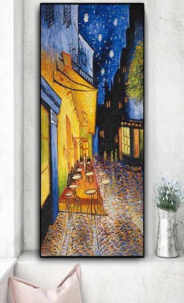 Famoso café de Van Gogh, terraza por la noche, pintura al óleo, imágenes artísticas de pared, pintura, arte de pared para sala de estar, decoración del hogar, sin marco8329419