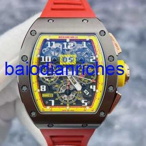 Montre célèbre Richardmills montres de luxe Rm011ao Rg Badminton Elite Li Zongwei couleur marron jaune montre de machines automatique FNIH