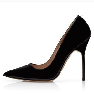 Femmes célèbres pompes sandales BB 115 mm en cuir breveté noir Toes pointues Italie Deluxe dames peu profondes concepteur de mariage Stiletto talons hauts Sandal Box EU 35-43