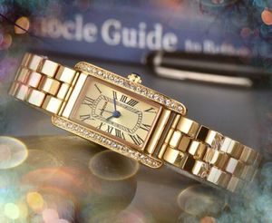 Beroemde vrouwen dunne lengte vorm horloge quartz uurwerk tijdklok horloge volledig roestvrijstalen band dame vierkante Romeinse tank diamanten goud zilver kleur schattig horloges