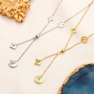 Célèbre Womes Designe 18K plaqué or argent pendentif colliers haut de gamme en acier inoxydable liens chaînes collier géométrie fleur pendentifs bijoux