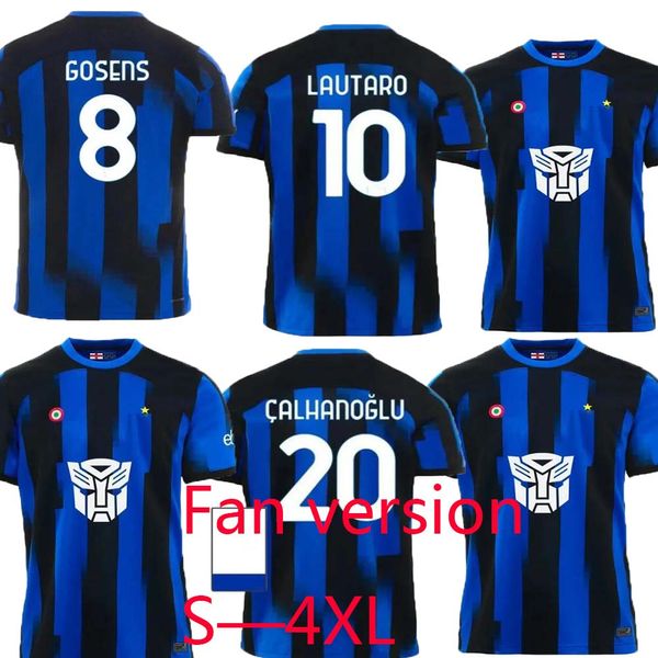 Fan 2023 2024 LUKAKU LAUTARO InterS Milans camisetas de fútbol ANIVERSARIO CORREA DZEKO BARELLA SKRINIAR 23 24 BROZOVIC Hogar lejos camiseta de fútbol hombres kit