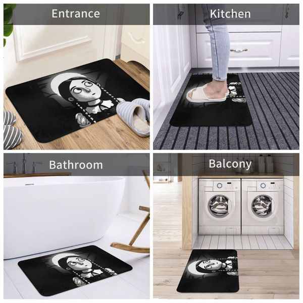 Fan Art Bath Tapis sans glissement mercredi Addams Mat de chambre à coucher Porte-porte d'entrée Poiglet Home Decor Tapis