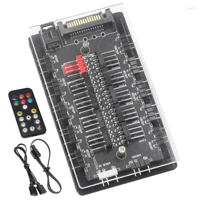 Fan Controller PC ARGB 5V 10PIN PWM Hub Temperature Control Multi-Ports Splitter CPU RGB Headers For