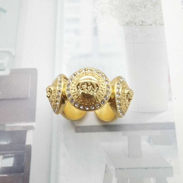 Fan / F Familia Medusa Acrílico Golden Luxurious Luxurious Men's and Women's Open anillo abierto