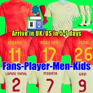 Versión de jugador de admiradores Euro 24 SPAINL SOCCER Jersey Morata Ferran Asensio National Team Warker Football Kit Kit para niños Set a casa Camisetas Espana Rodri Olmo Ansu Fati