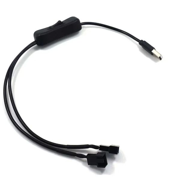 Câble adaptateur d'alimentation du ventilateur 1 à 2 façons USB à 3/4 PWM 5V Connecteur de ventilateur avec interrupteur ON / OFF, 22AWG 40cm / 15,75 pouces