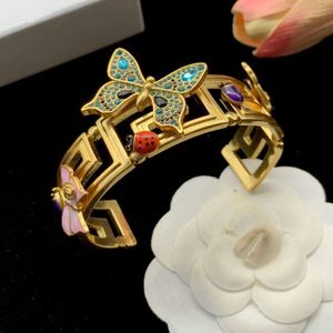 Fan Sijia – Bracelet papillon eau diamant sept étoiles coccinelle, colle goutte à goutte, ouverture de porte réglable, matériau en laiton