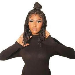 Fancivivi 14 "Small Triangle Short Box Braids Hand Tied Full Lace Knotless Wig