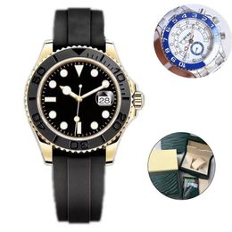 FANCY 7A Montres pour hommes Série Diver Montre Mouvement automatique Cadran marron Or rose Lunette en céramique bicolore incrusté en acier inoxydable Ori2341