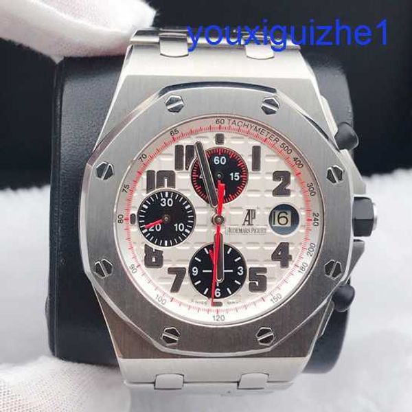 AP AP Wrist Watch Royal Oak Offshore Precision Steel 26170st Automatique Mécanique aiguille rouge Timing Anti Magnetic White Plate en acier