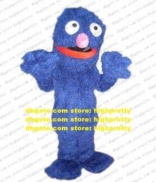 Fancy Blue Super Grover Mascot Disfraz Mascotte Sesame Street Cookie Monster Pequeña Nariz Pink Bouth Big Adult No.4069 Barco gratis