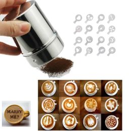Fancy Coffee Printing Model Foam Spray Cake-stencils Poedersuiker Chocolade Cacao Koffie Printing Assembly 0309