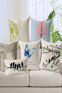 Fancy Cushion Cover Moderne Minimalistische blauwe vlinder roze boomkussenkussen kussensloop