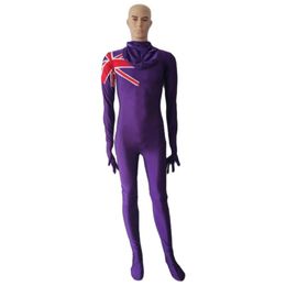 Fancy Dress Cosplay Catsuit Costuums Spandex Bodysuit Jumpsuit Union Jack UK Flag Zentai voor toneelfeestprestaties