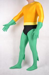 Élasthanne partie robe fantaisie Zentai costume Aquaman Headless catsuit / Retour Zipper